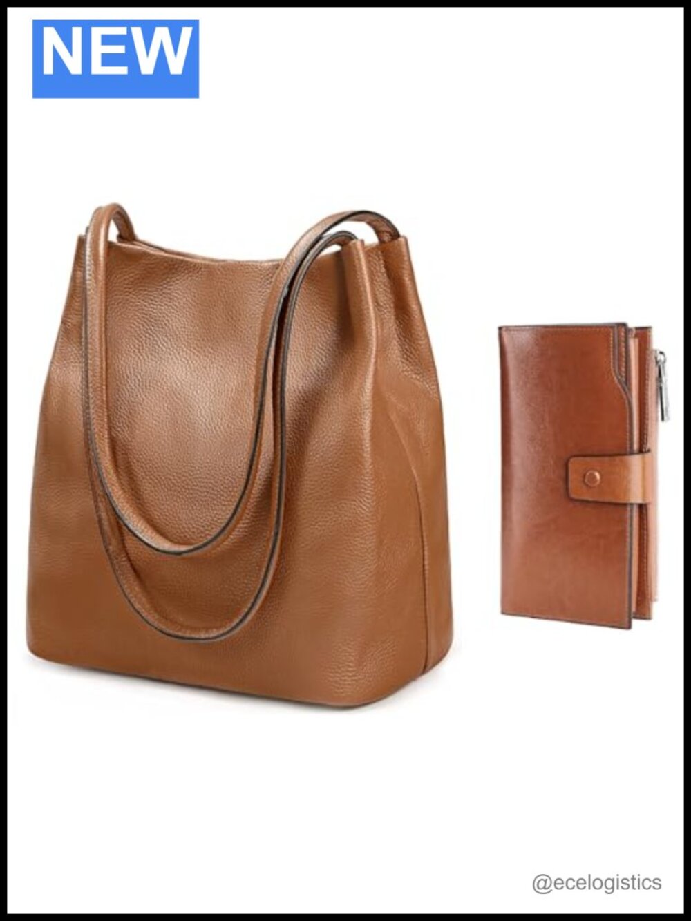 Genuine Leather Shoulder Bag with Matching RFID Wallet Set